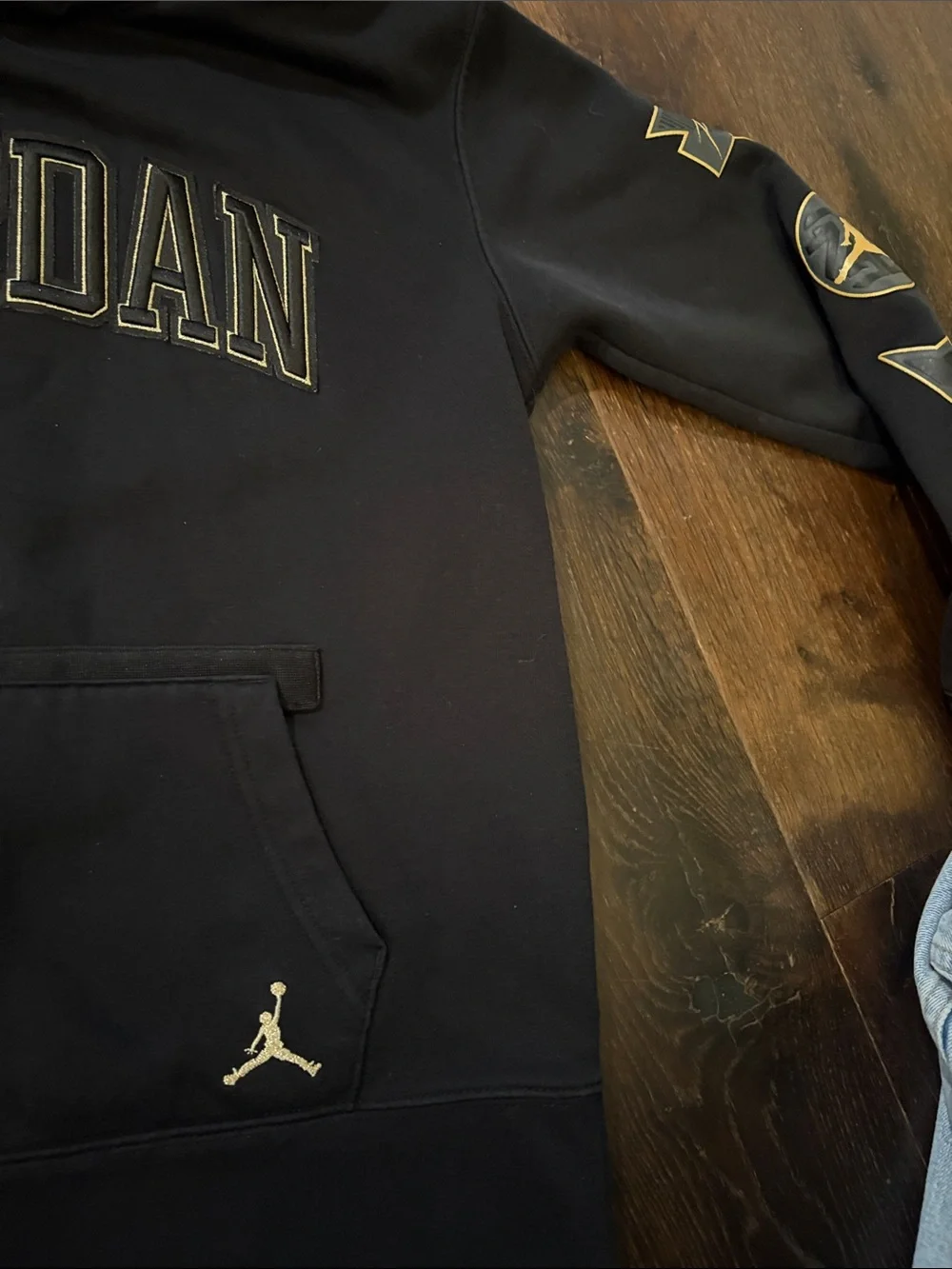 Jordan Black Hoodie with Gold Trimmed Logos